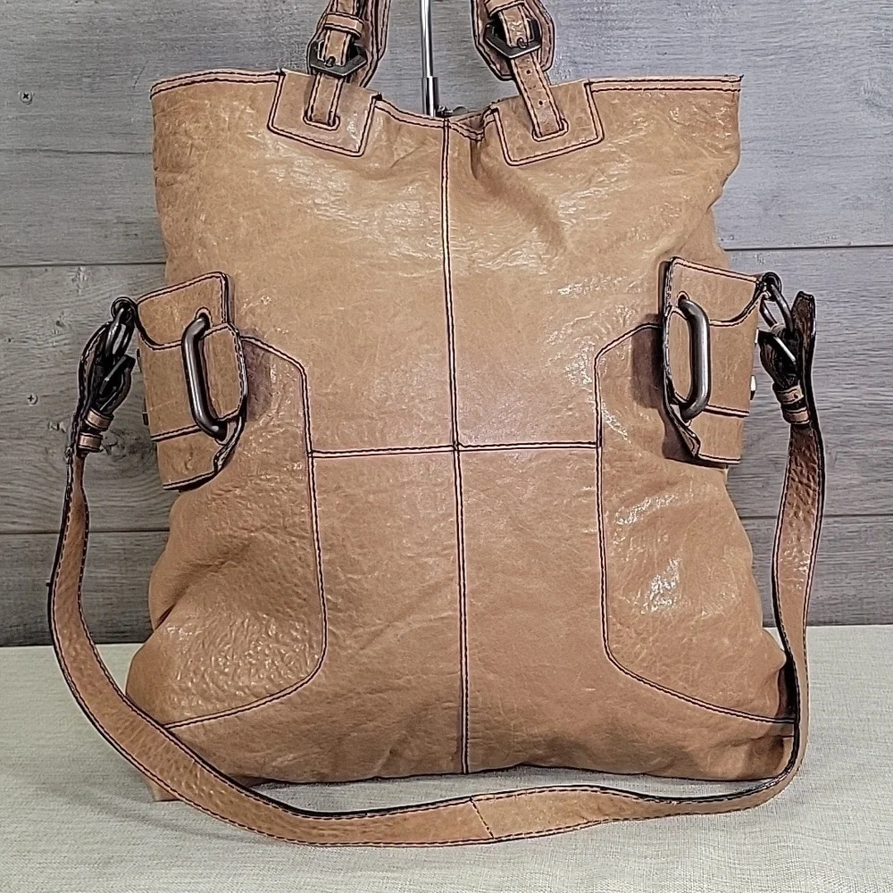 orYANY Brown Large Leather Shoulder Bag Tote Handbag